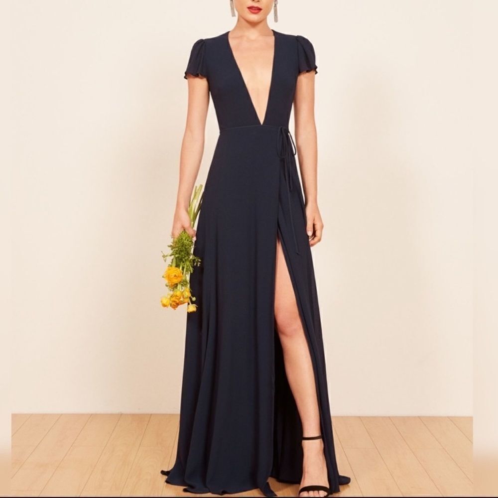 Reformation Rosey Dress in Midnight Size S